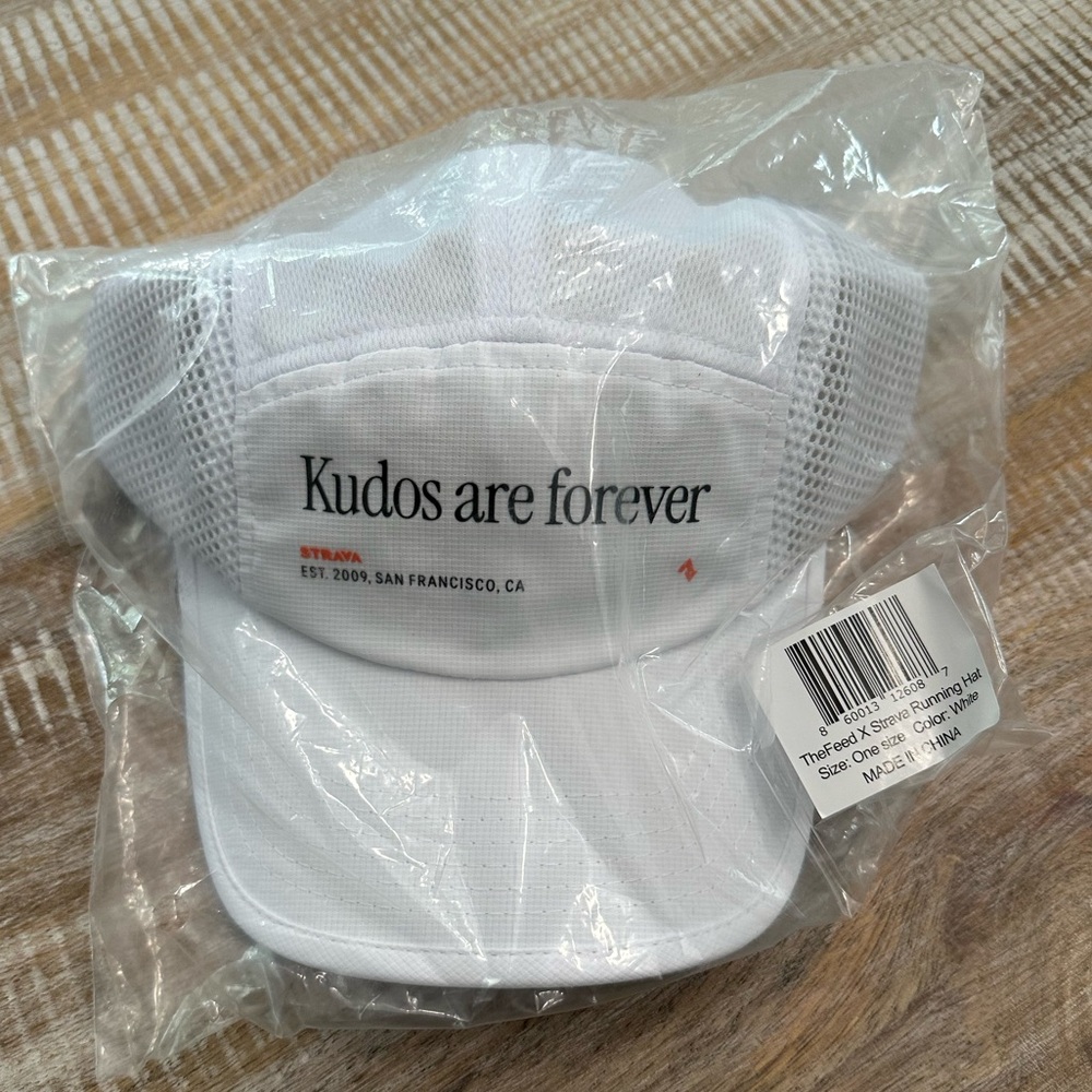 Strava / The Feed 5-panel running hat
White - “kudos are forever”
